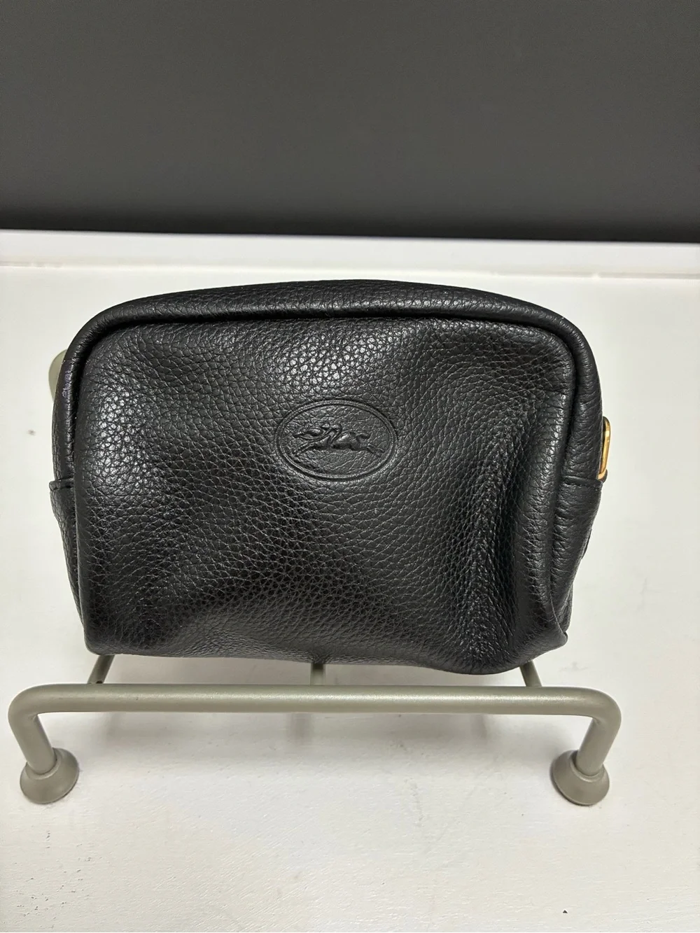 Longchamp Black Pebbled Leather Pouch